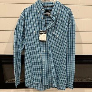 Wrangler Teal Checkered Men's Shirt